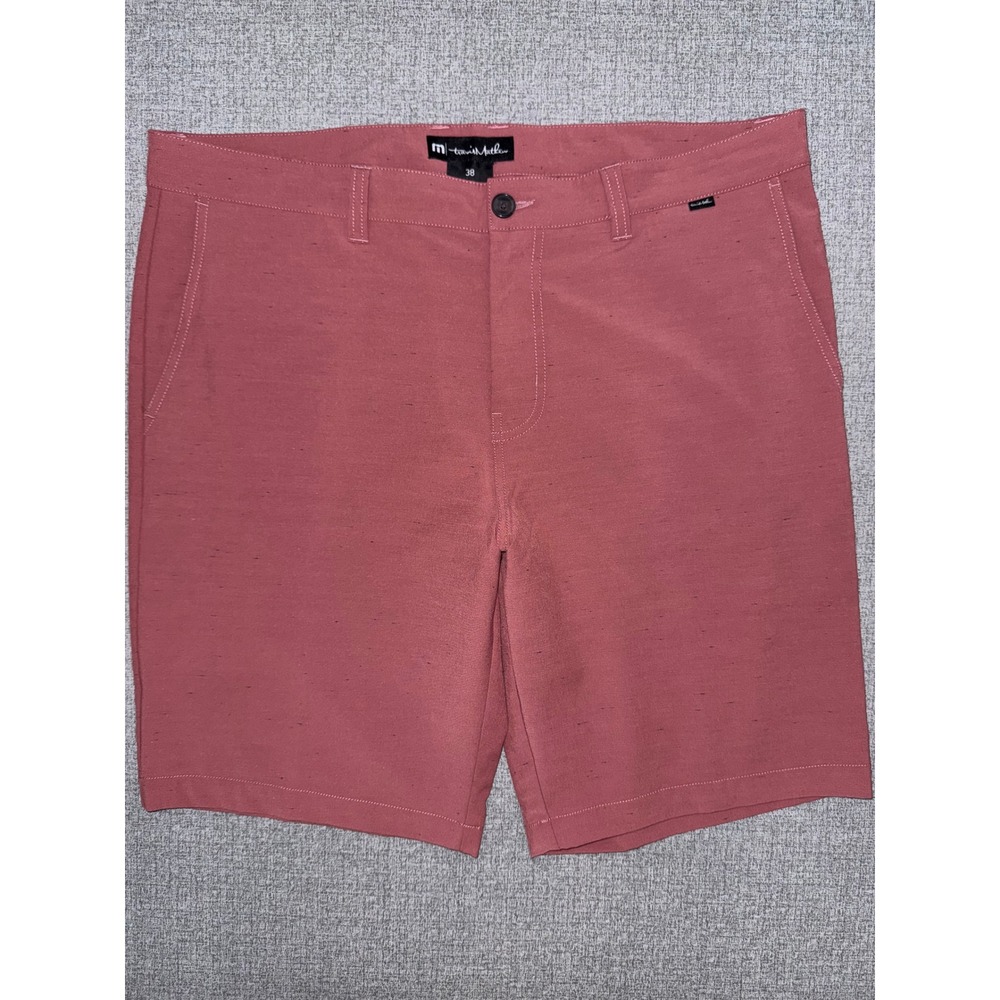 TravisMathew Mens Golf Shorts Duaty Rose Heathered Stretch Performance Size 38
